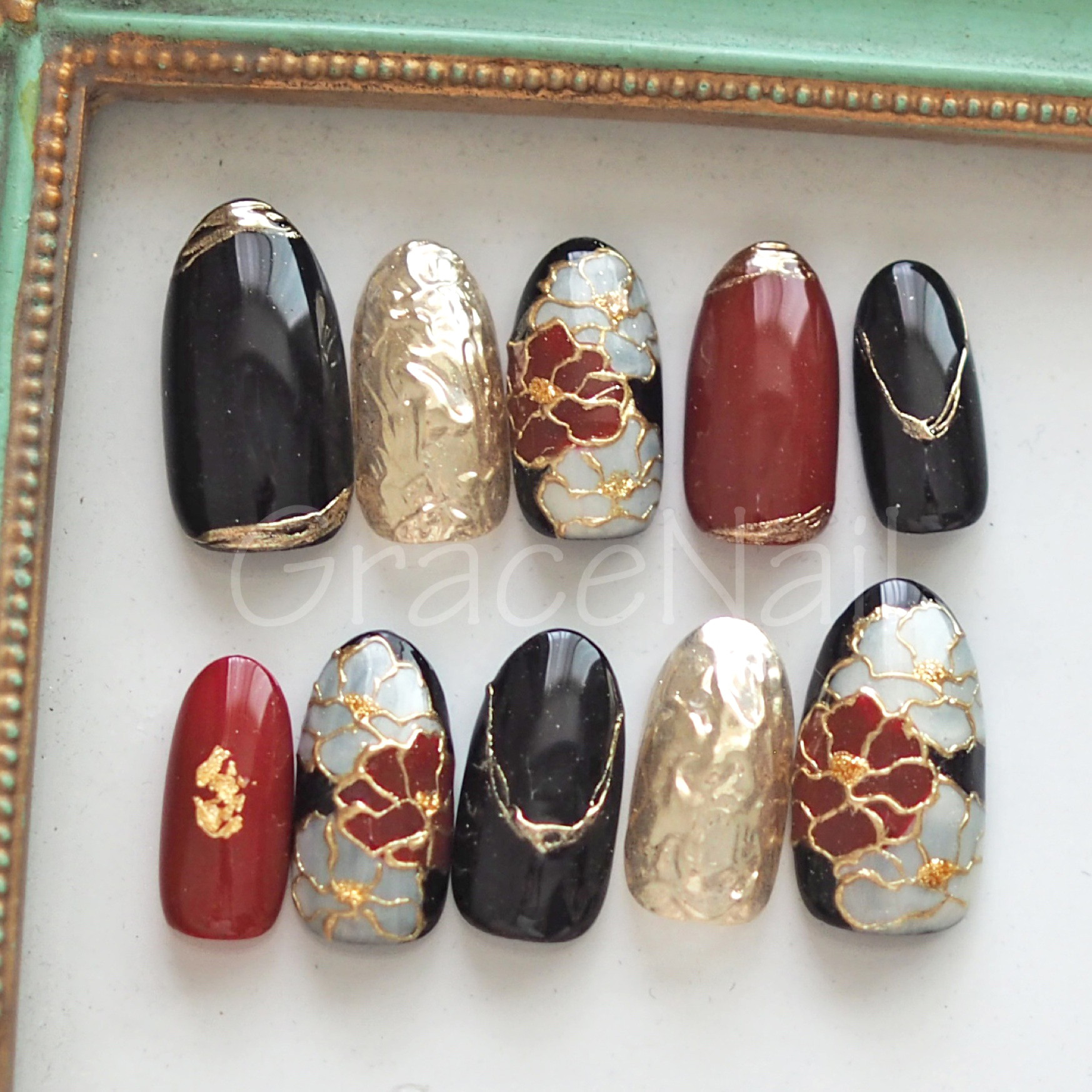 【サイズオーダー】成人式・卒業式・着物 和柄ネイルチップ35