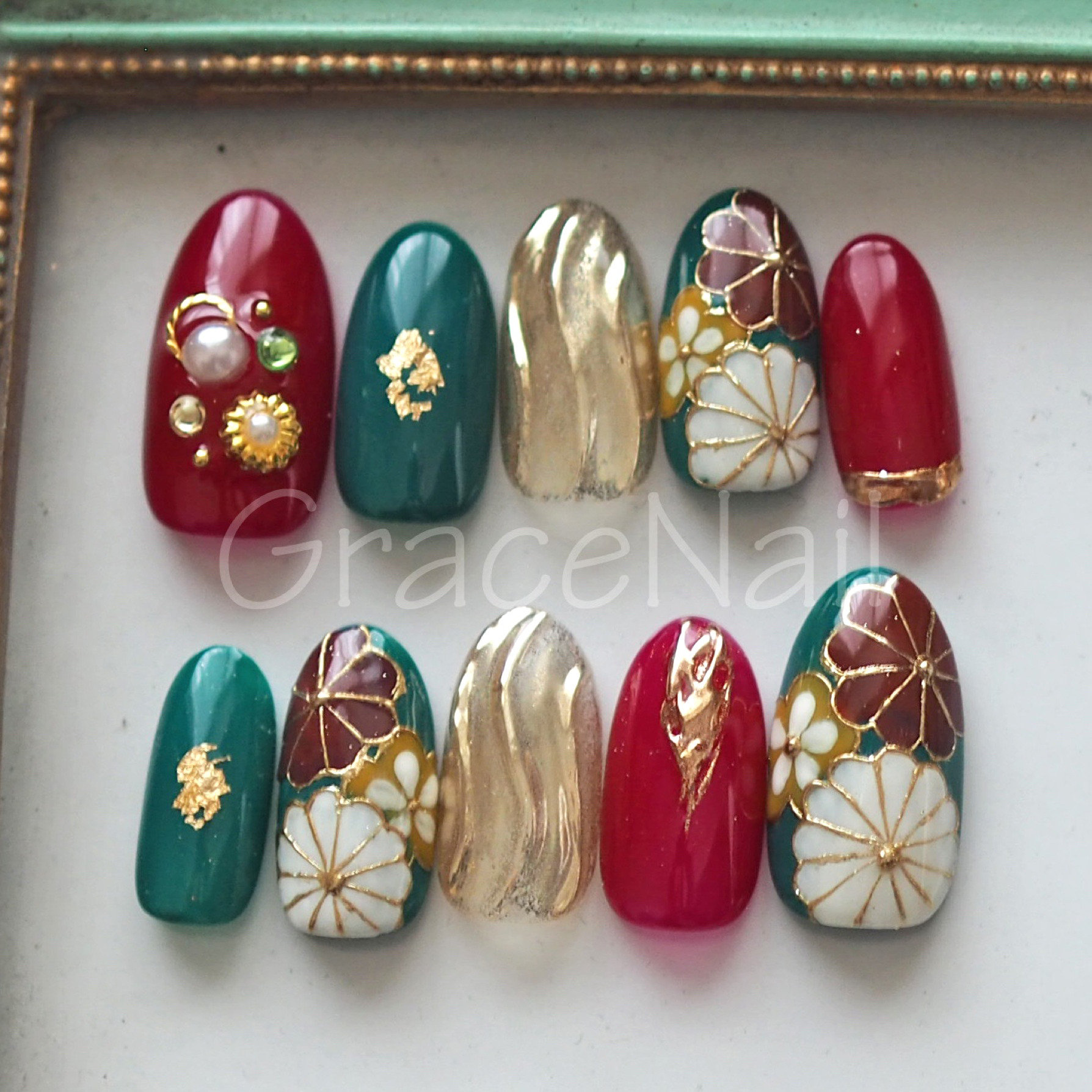 【サイズオーダー】成人式・卒業式・着物 和柄ネイルチップ36