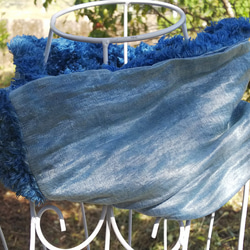 New『藍生シリーズ』キッズ　ヤシャブシ＆天然発酵　藍染（伝統正藍染め）ヘンプシルク＆オーガニックコットンボア　スヌード 3枚目の画像