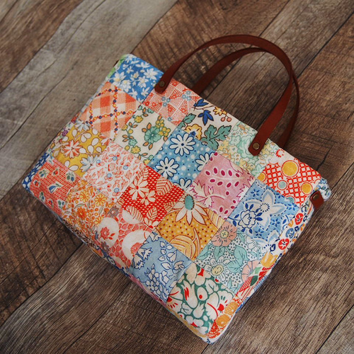 Creema限定 フィードサックパッチワーク柄 ミニトートバッグ バッグ