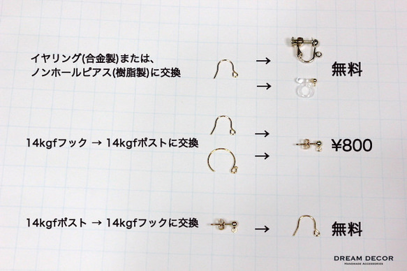 14kgf ゴールドディスクとパールとクリスタルのピアス［イヤリング変更可］ 8枚目の画像