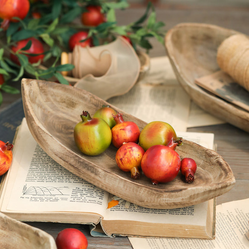 木製 舟形 飾り 小さい フルーツ プレート オーナメント 侘び寂び風 桐