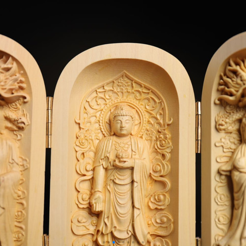 木彫仏像 稀少珍品 3つの箱 崖柏木彫 仏像 その他置物 木 錦 苑 通販