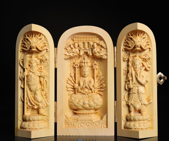 木彫仏像 稀少珍品 3つの箱 崖柏木彫 仏像 その他置物 木 錦 苑 通販