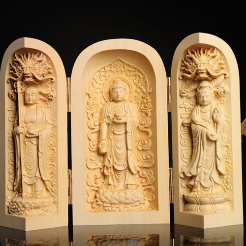 木彫仏像 稀少珍品 3つの箱 崖柏木彫 仏像 その他置物 木 錦 苑 通販