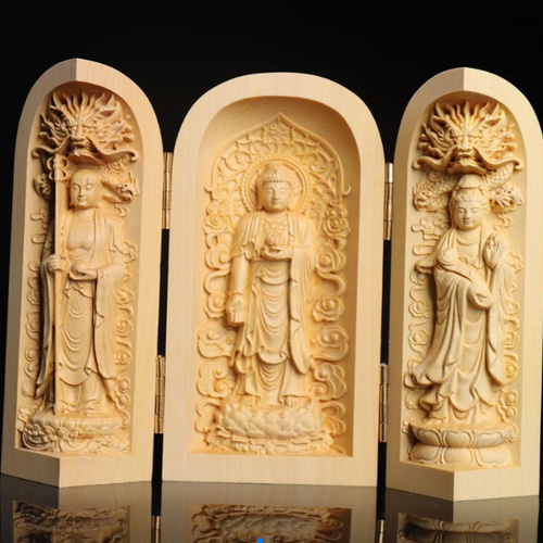 木彫仏像 稀少珍品 3つの箱 崖柏木彫 仏像 その他置物 木 錦 苑 通販