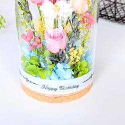 プリザーブドフラワーのガラスドーム　選べるメッセージ付きフラワーギフト・誕生日花ギフト・結婚祝・退職祝・花の贈り物 4枚目の画像