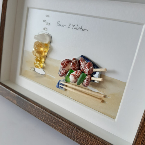 ビールと焼き鳥〉シーグラスアート その他アート moon 通販
