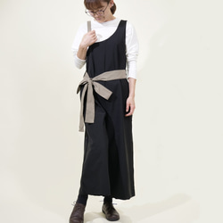 サロペットパンツ 黒オールインワンストレッチVネック