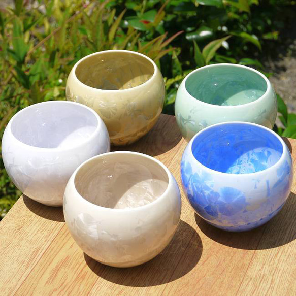 ◇商品番号 7564 花結晶お茶呑み茶碗揃え 陶あん 陶あん 京焼