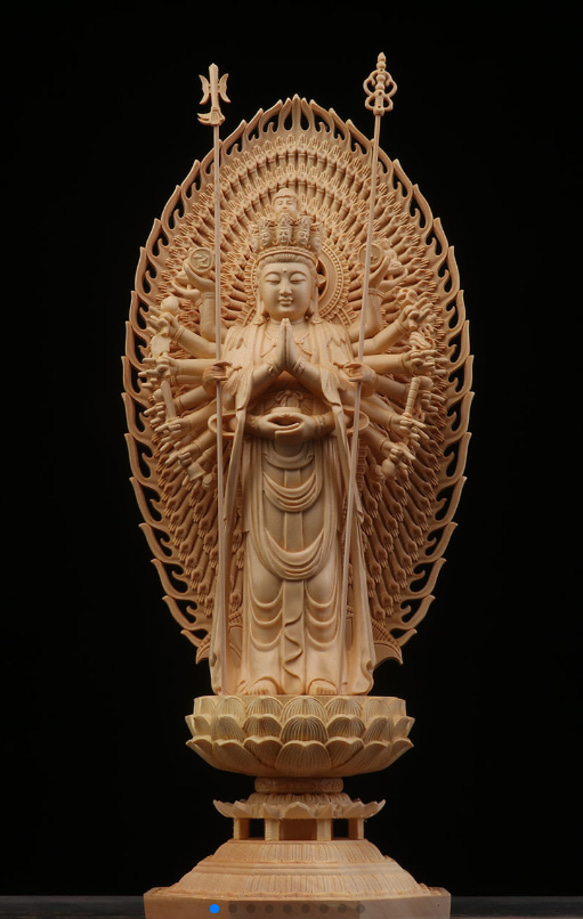千手観音 仏陀彫刻 風水 手彫り 風水 その他人形 木 錦 苑 通販