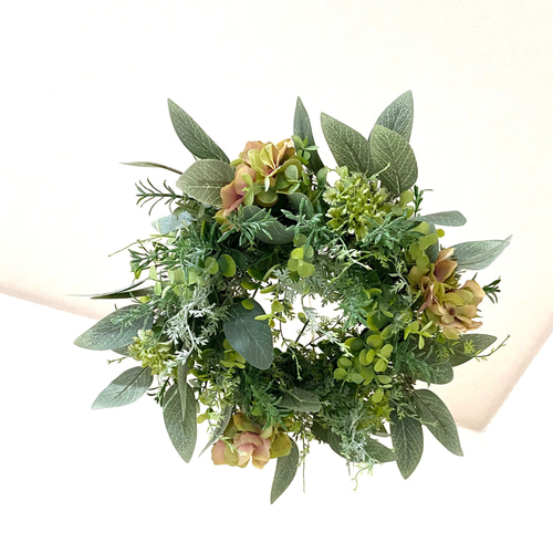 秋色アジサイのフライングリース アーティフィシャル 吊り下げ