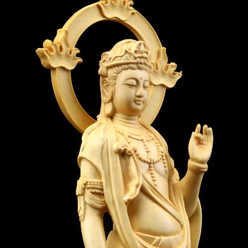 大勢至菩薩 木彫仏像 供養品 彫刻工芸品 風水 その他人形 木 錦 苑