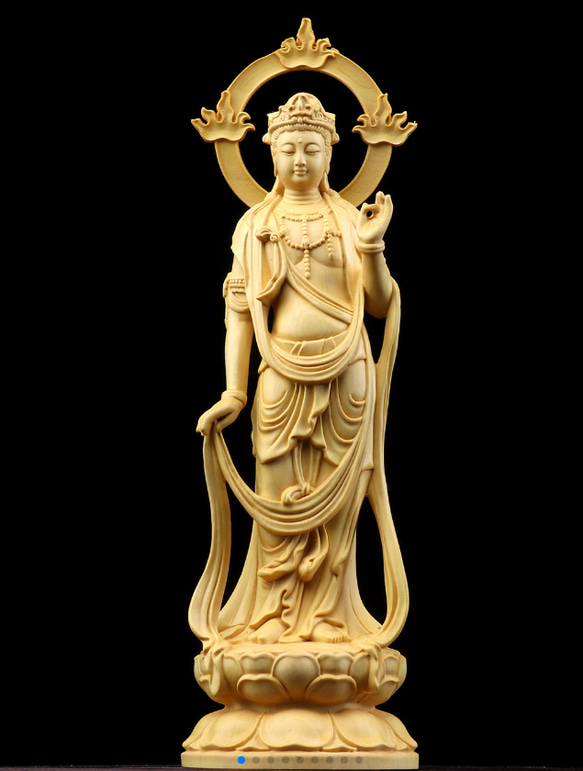 大勢至菩薩 木彫仏像 供養品 彫刻工芸品 風水 その他人形 木 錦 苑