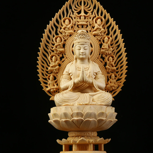 供養品 祈る 薬師如来座像 仏像坐像 木彫仏像 仏教美術品 その他人形