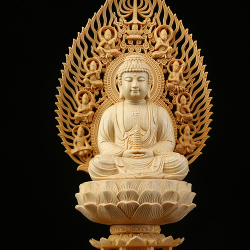 供養品 祈る 薬師如来座像 仏像坐像 木彫仏像 仏教美術品 その他人形