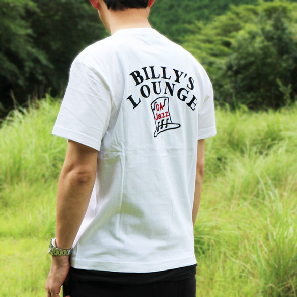 半袖ポケット付きＴシャツ　刺繍　綿　コットン　Billy's Lounge　W-22029　ホワイト 3枚目の画像