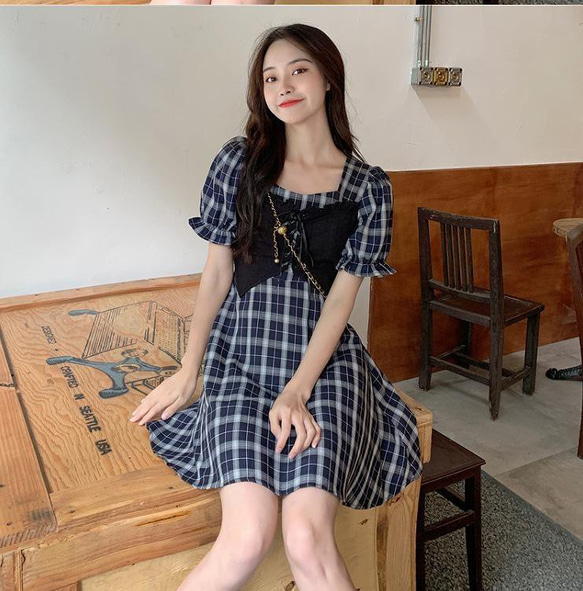 大きいサイズ レディース 春夏 ワンピース チェック柄1 ワンピース PRF  