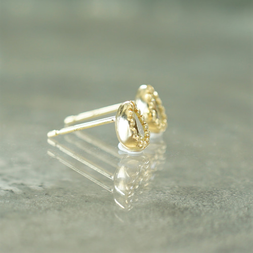 K18YG ペアシェイプダイヤモンド② ミル打ちピアス ピアス