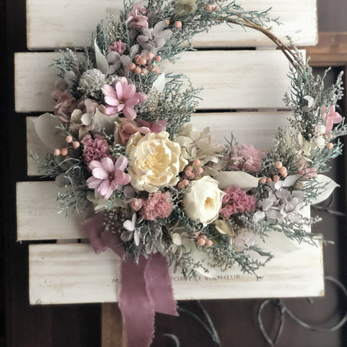 モーブピンクの三日月リース リース green green 通販 14458605