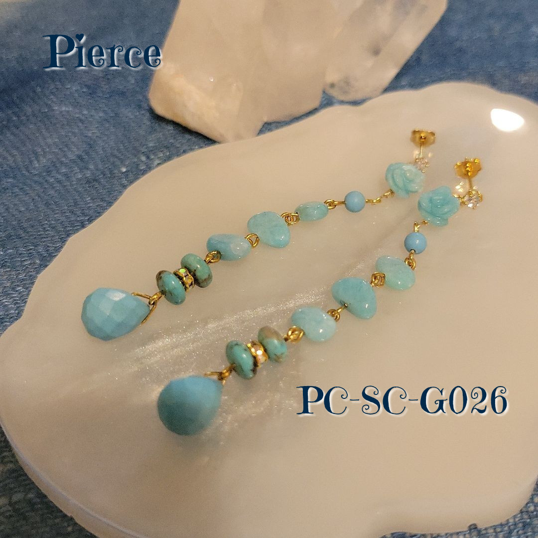 ピアス　ターコイズ　アマゾナイト　アクアブルー