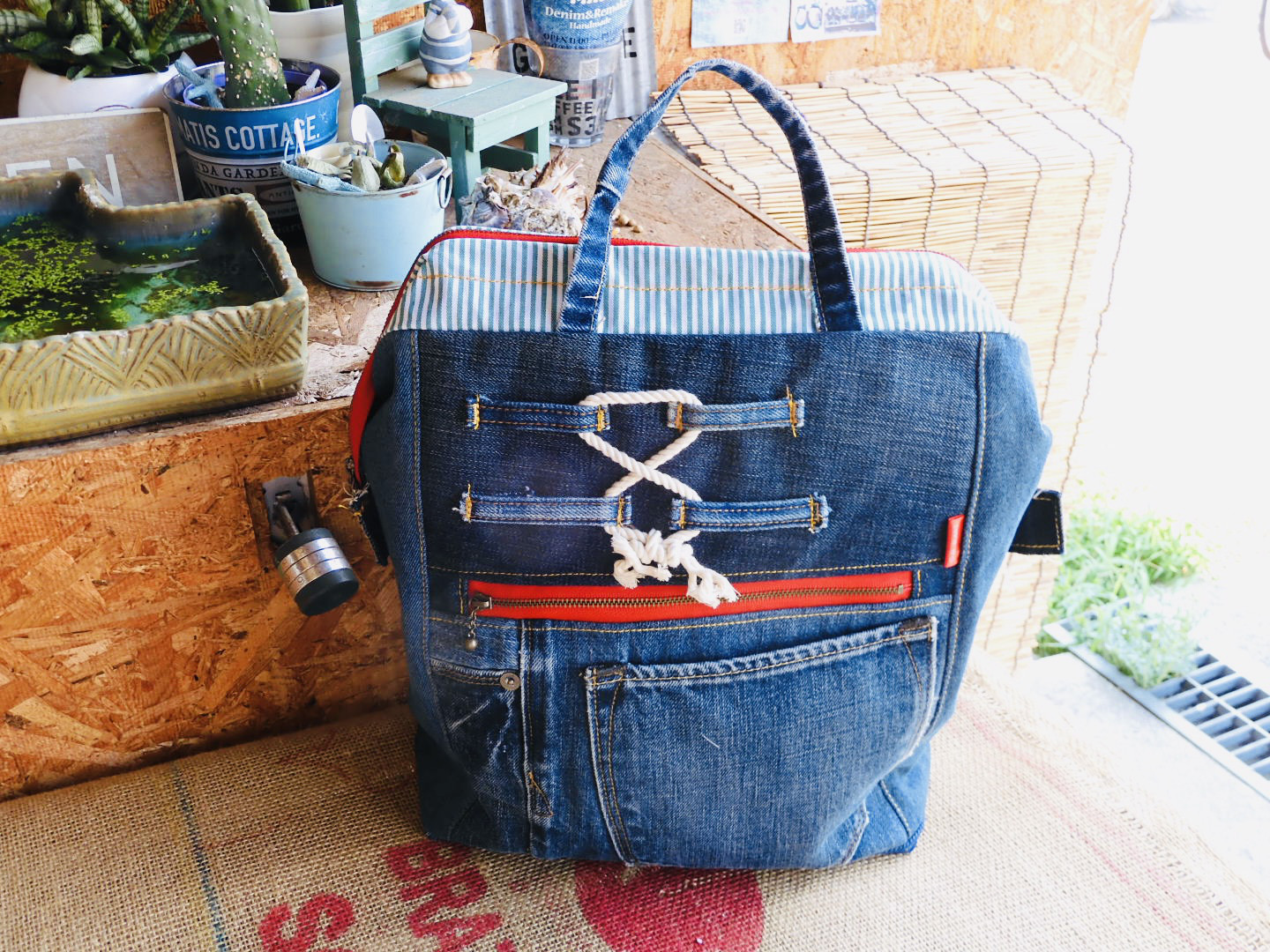 ロラライハリス♡ベビーブルーWデニム♡刺繍の3wayバッグ♡リュック fa74e2087d754a805f2a30599a20cd