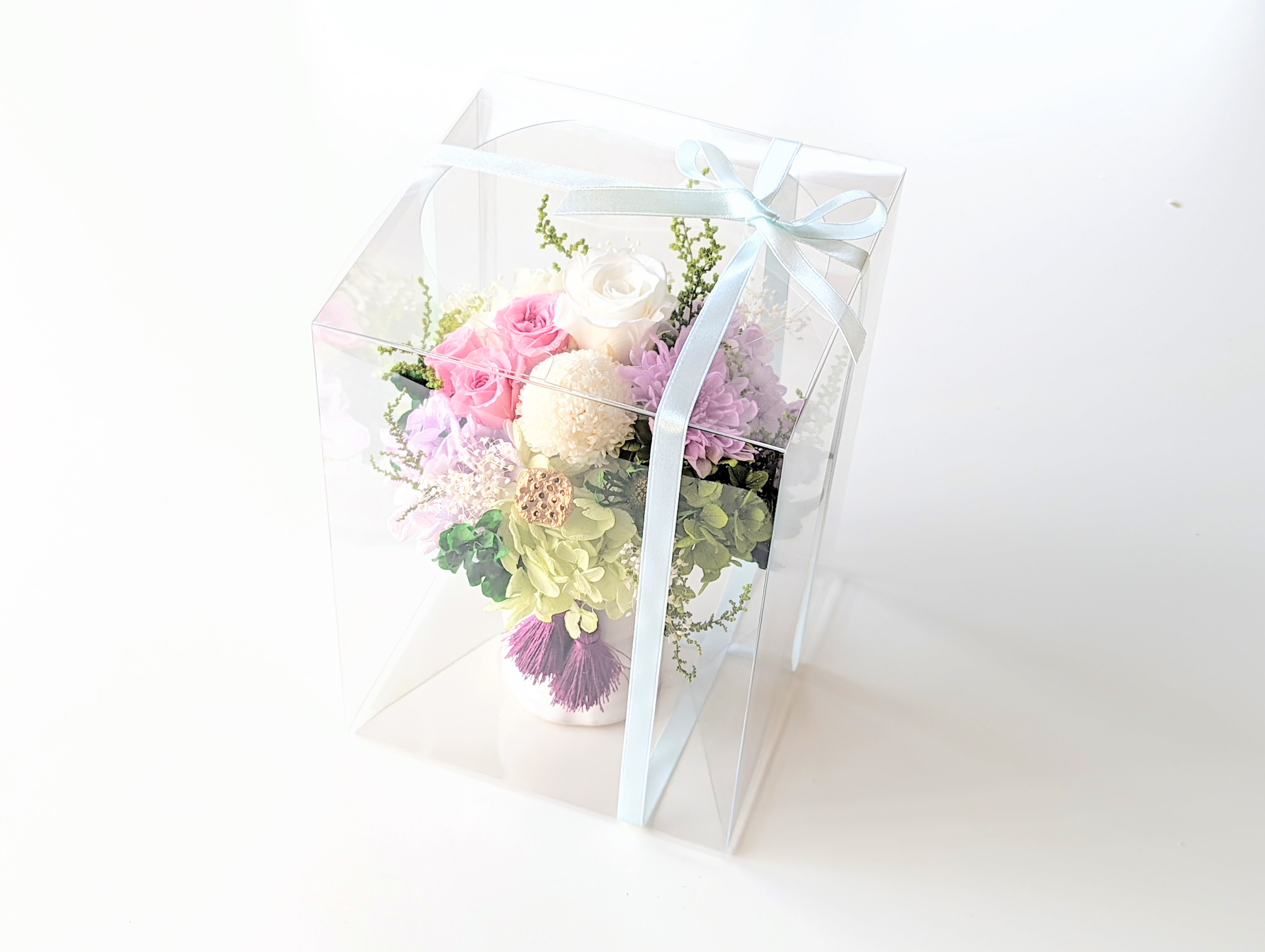 モダンお供えプリザーブドフラワーアレンジ 仏花 お悔みの花 お彼岸 仏事ギフト 香典変わりのお花 枯れない仏花