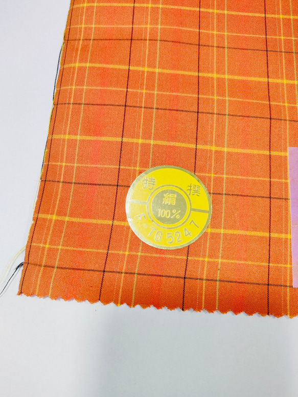 【高級正絹ネクタイ】オレンジ系 格子(タータンチェック柄)（送料無料・ラッピング無料） 8枚目の画像