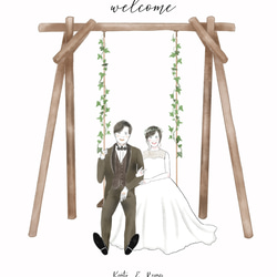 ウェルカムボード 似顔絵　水彩　イラスト wedding 結婚式　データ納品 3枚目の画像