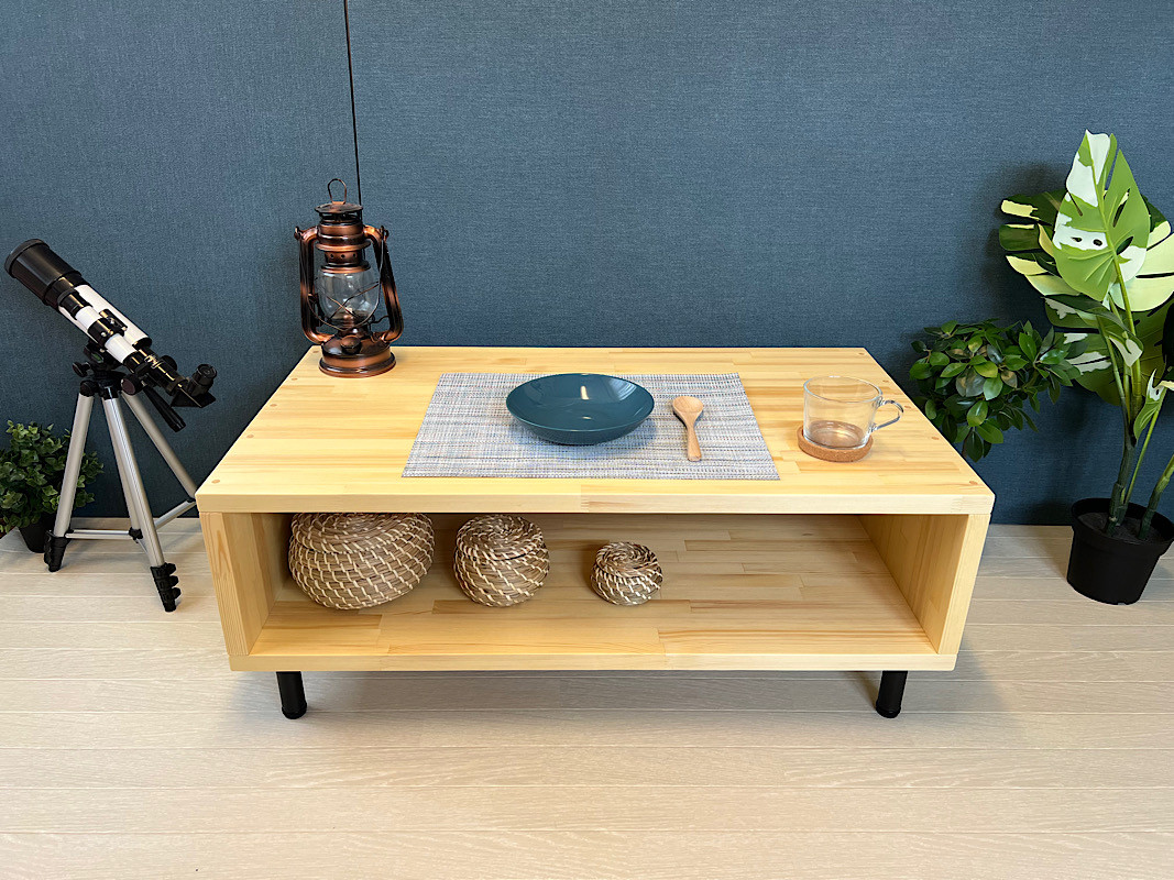 【送料無料】 ローテーブル ロ形 90cm 45cm パイン ナチュラル アイアン固定脚
