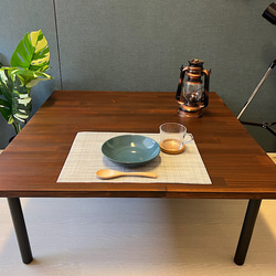 【送料無料】 ローテーブル 正方形 90cm パイン ブラウン ねじ込み木製 ブラック 1枚目の画像