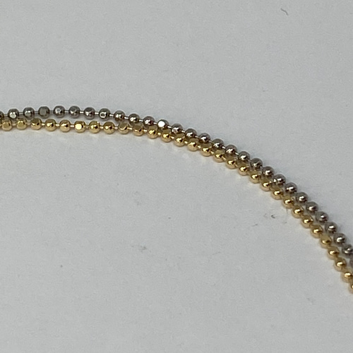 k18YG pt850 カットボール 0.8ミリ 2連 ブレスレット ブレスレット