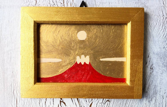 島田勝 「赤富士」 油絵 額縁外寸 90.0x78.0x6.5cm 絵 72.7x60