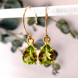 ペリドットAAA ファセットカット枠止め9mm 14kgfピアス【Creema限定