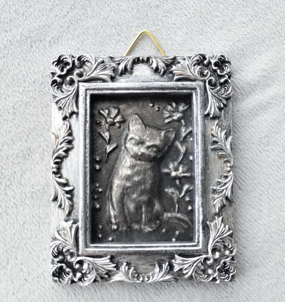 【Creema限定】猫さんのアンティーク風フレーム（額）１ 2枚目の画像