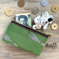 畳縁　火箭　硬幣錢包　名片夾　日式　宇宙　綠色和白色 第4張的照片
