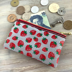 畳縁　硬幣錢包　名片夾　日式　草莓 第4張的照片