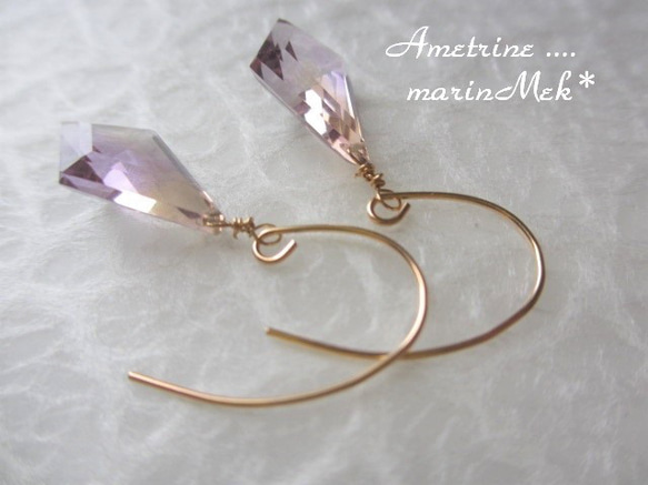 [marinMek*] 14kgf 紫黃晶耳環 第3張的照片