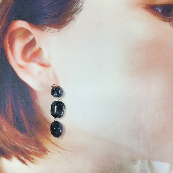 ４pcs★charm・glossy block / black（ブロックチャーム） 3枚目の画像