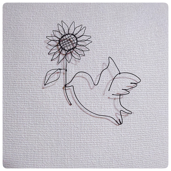 ワイヤーアート ヒマワリを運ぶ鳥さん その他インテリア雑貨 -cm