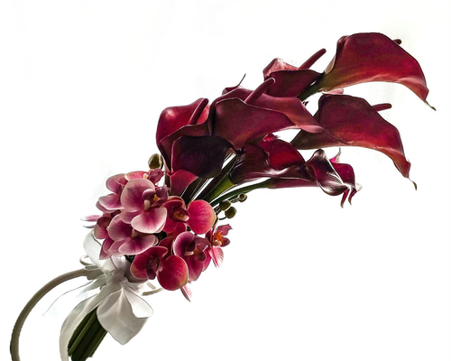 ボルドー　胡蝶蘭　カラー　パールブーケ　シャワーブーケ　ウェディングブーケ　造花 ボルドー 胡蝶蘭 カラー パールブーケ シャワーブーケ ウェディング