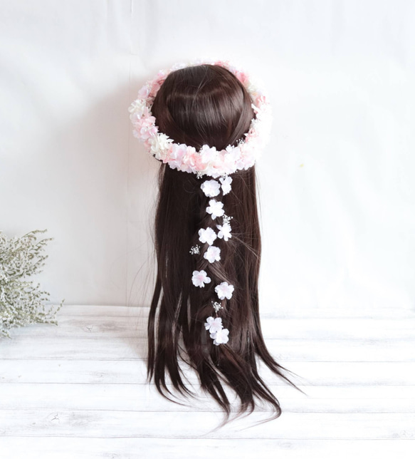 花冠 春色さくらの花冠&フラワーピース＊プリザーブドフラワー