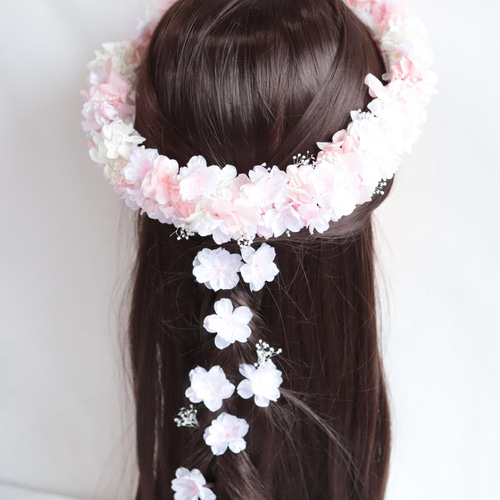 花冠 春色さくらの花冠&フラワーピース＊プリザーブドフラワー