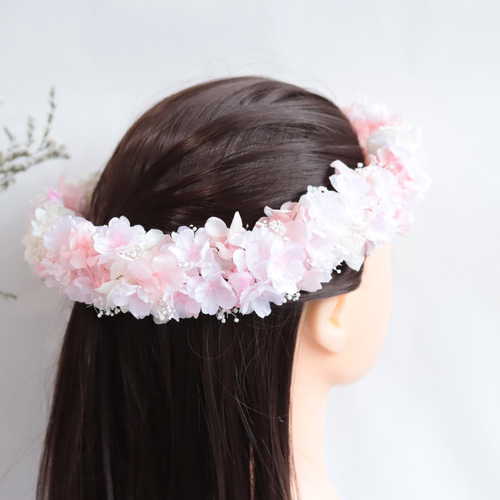 春色さくらの花冠&フラワーピース＊プリザーブドフラワー＊カラー 