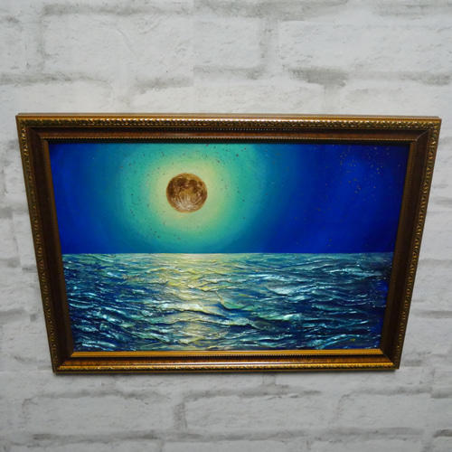 油絵 油彩 油彩画 絵 絵画【海雪の月】 絵画 HR 通販 12854236
