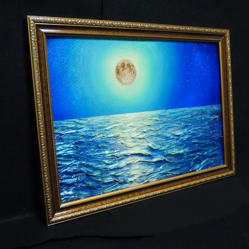 油絵 油彩 油彩画 絵 絵画 【月の海】 絵画 HR 通販 14461563