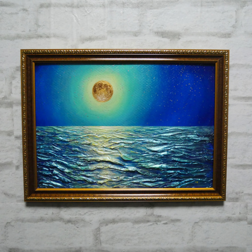 油絵 油彩 油彩画 絵 絵画 【月の海】 絵画 HR 通販 14461563