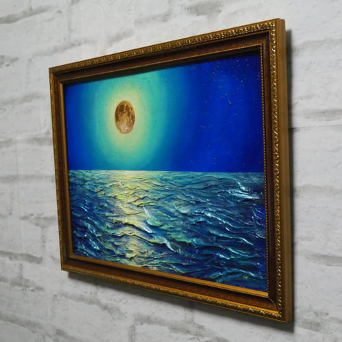 油絵 油彩 油彩画 絵 絵画 ミニ絵画【月の海】 絵画 HR 通販