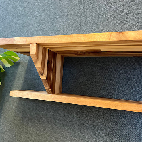 送料無料】 ウォールシェルフ 2段三角受け リバーシブル アカシア 90cm