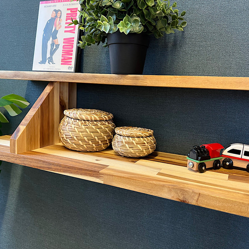 【在庫整理】 ウォールシェルフ 2段三角受け リバーシブル アカシア 90cm 送料無料】 ウォールシェルフ 2段三角受け リバーシブル アカシア 90cm